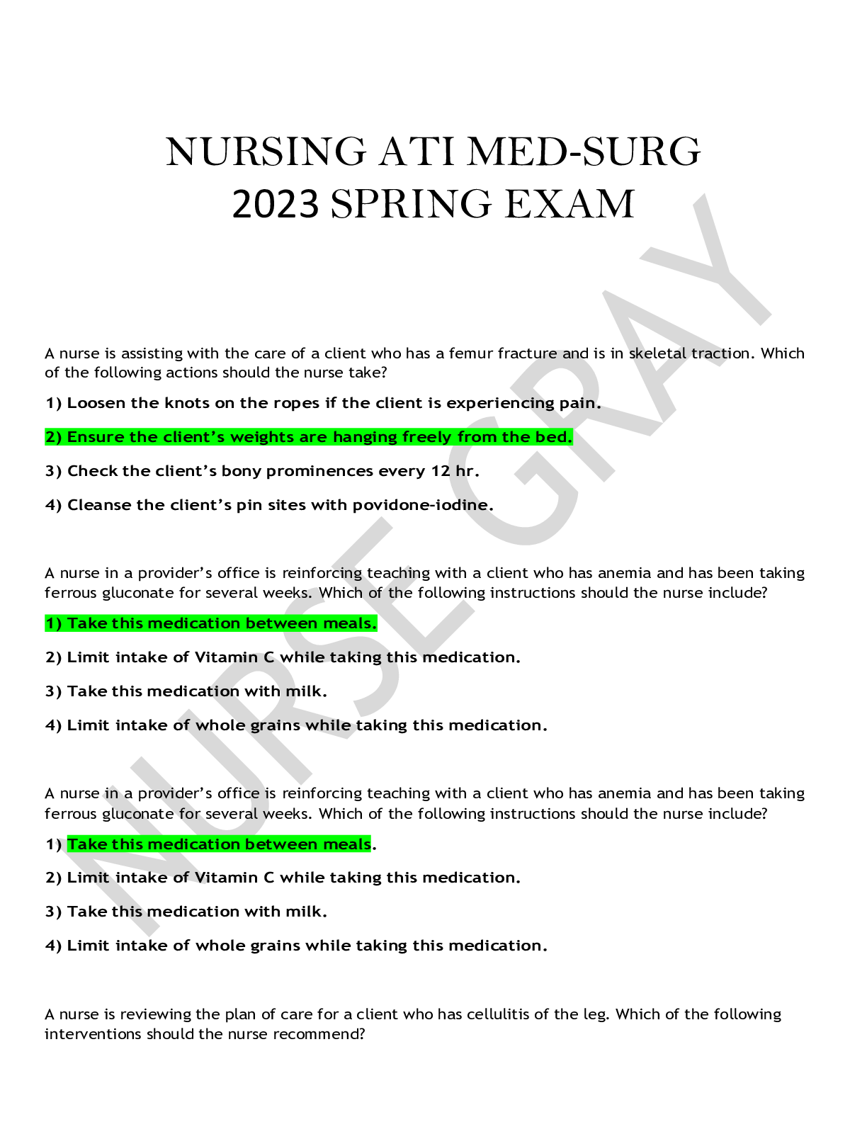 Preview image for NURSING ATI MED-SURG 2023 SPRING EXAM